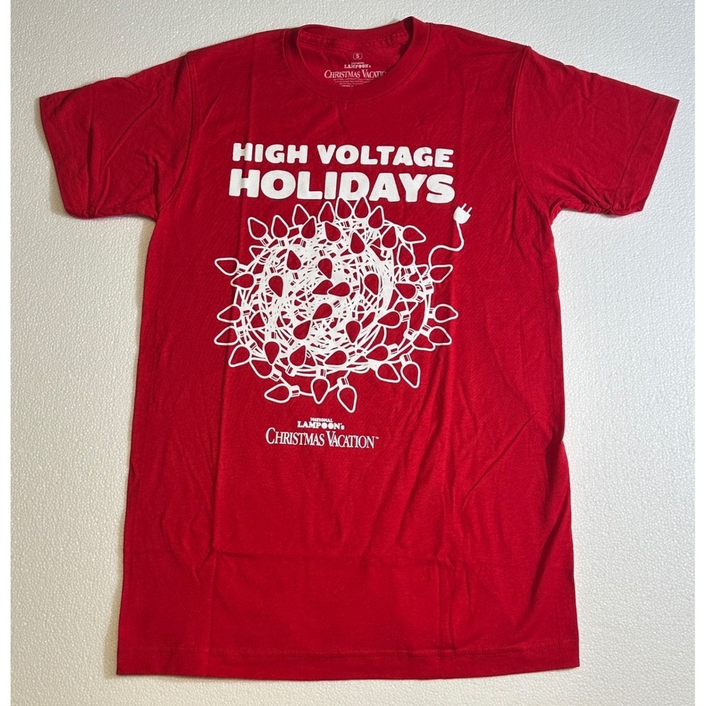 National Lampoons Christmas Vacation High Voltage Holidays Red T Shirt Medium